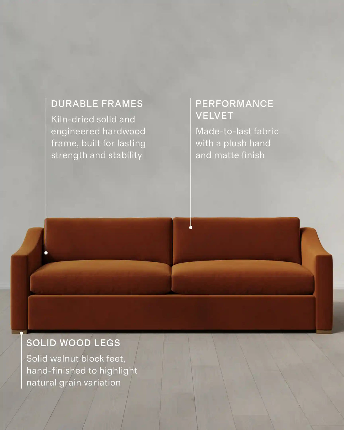 Hollis Slope Arm Sofa in Performance Velvet