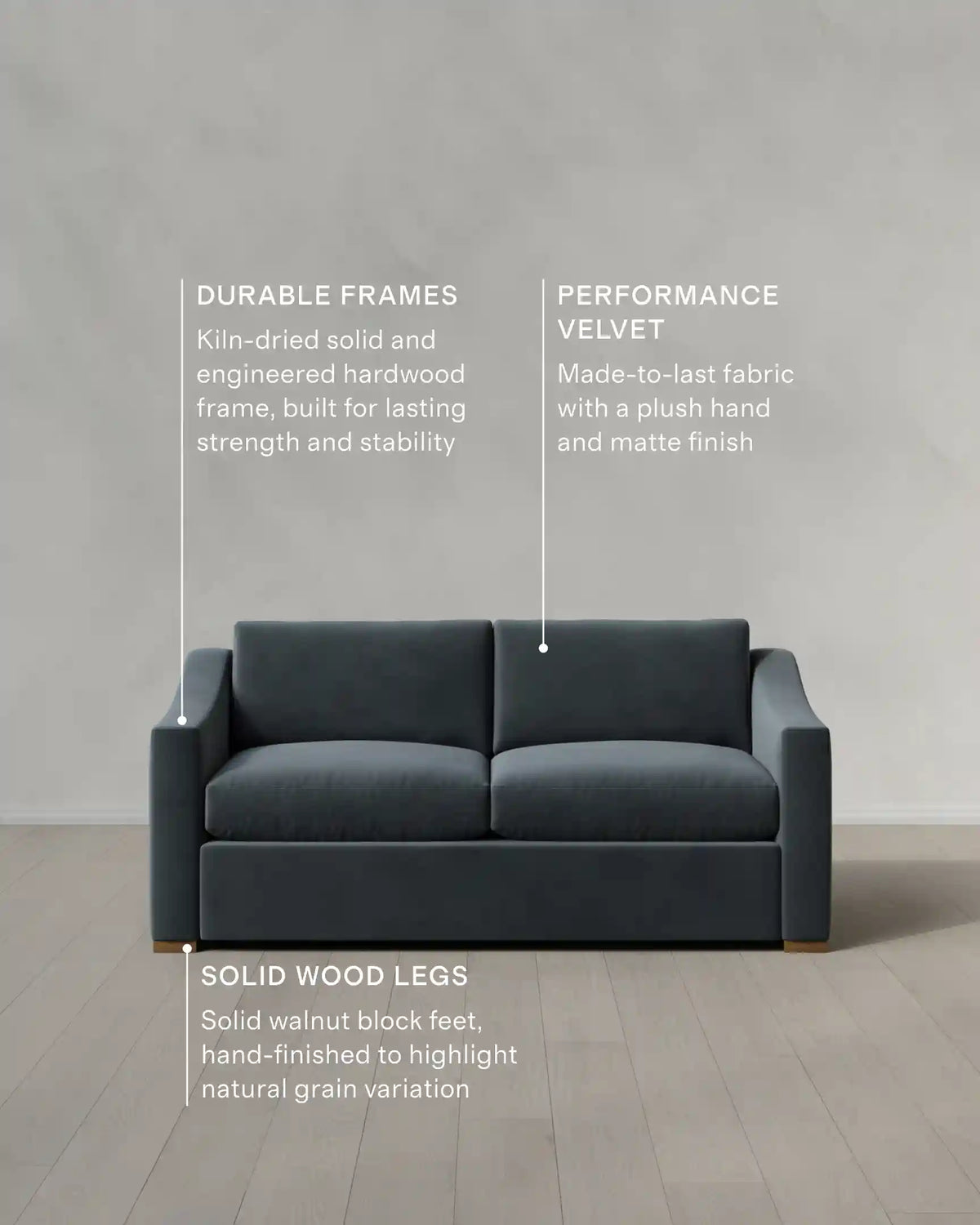 Hollis Slope Arm Sofa in Performance Velvet