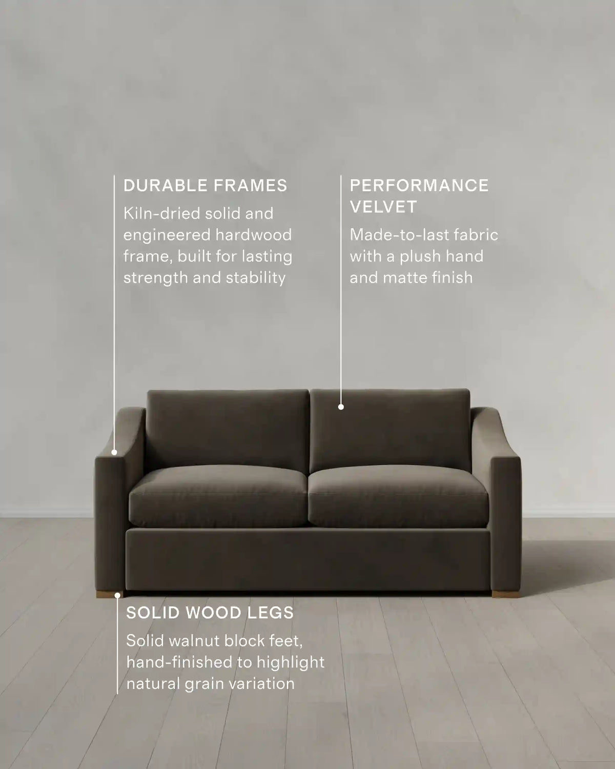Hollis Slope Arm Sofa in Performance Velvet