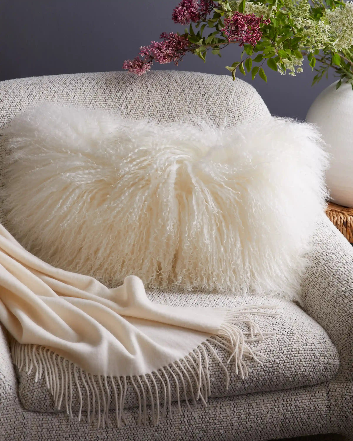 Luxe Mongolian Lamb Lumbar Pillow Cover (Set of 2)