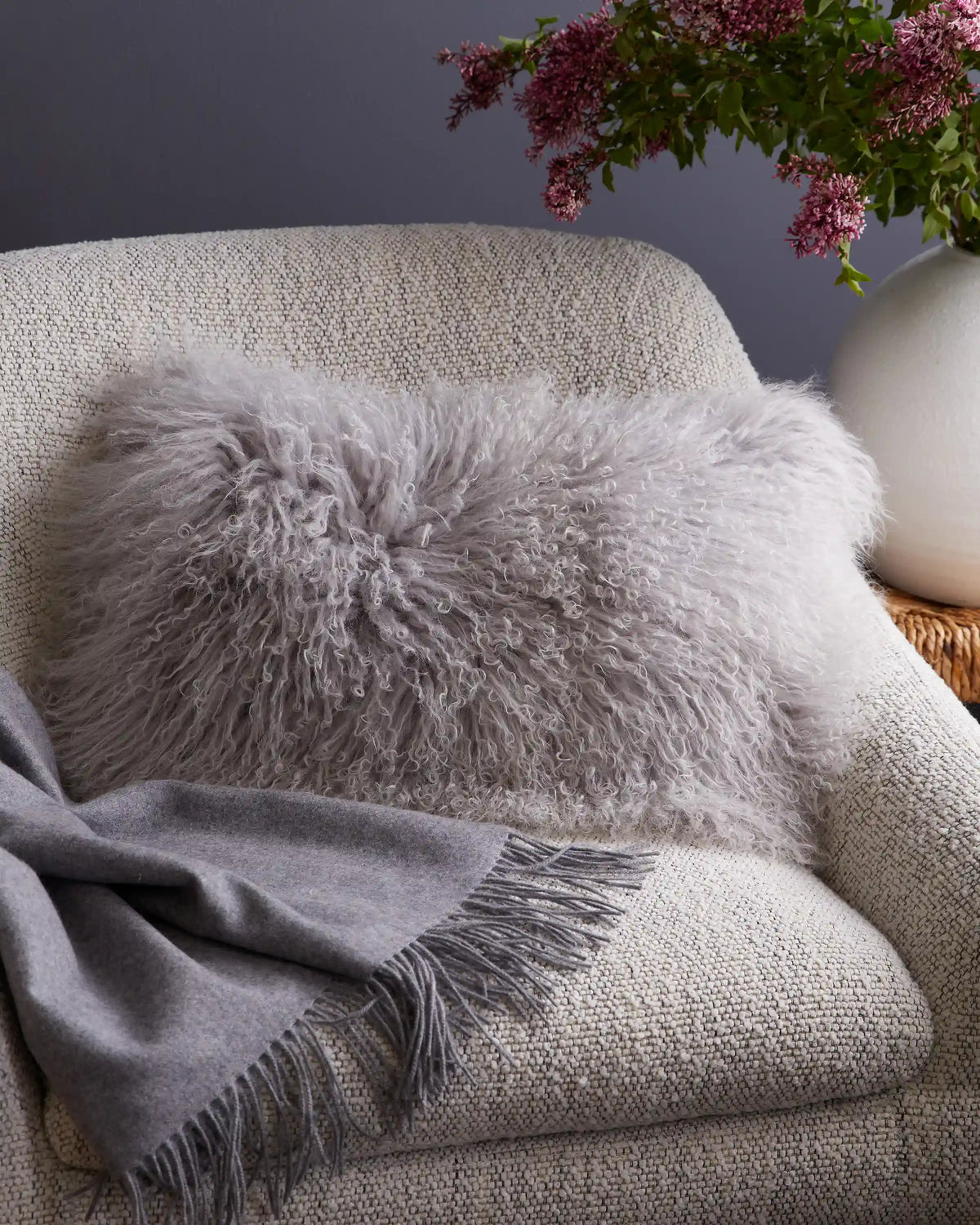 Luxe Mongolian Lamb Lumbar Pillow Cover (Set of 2)