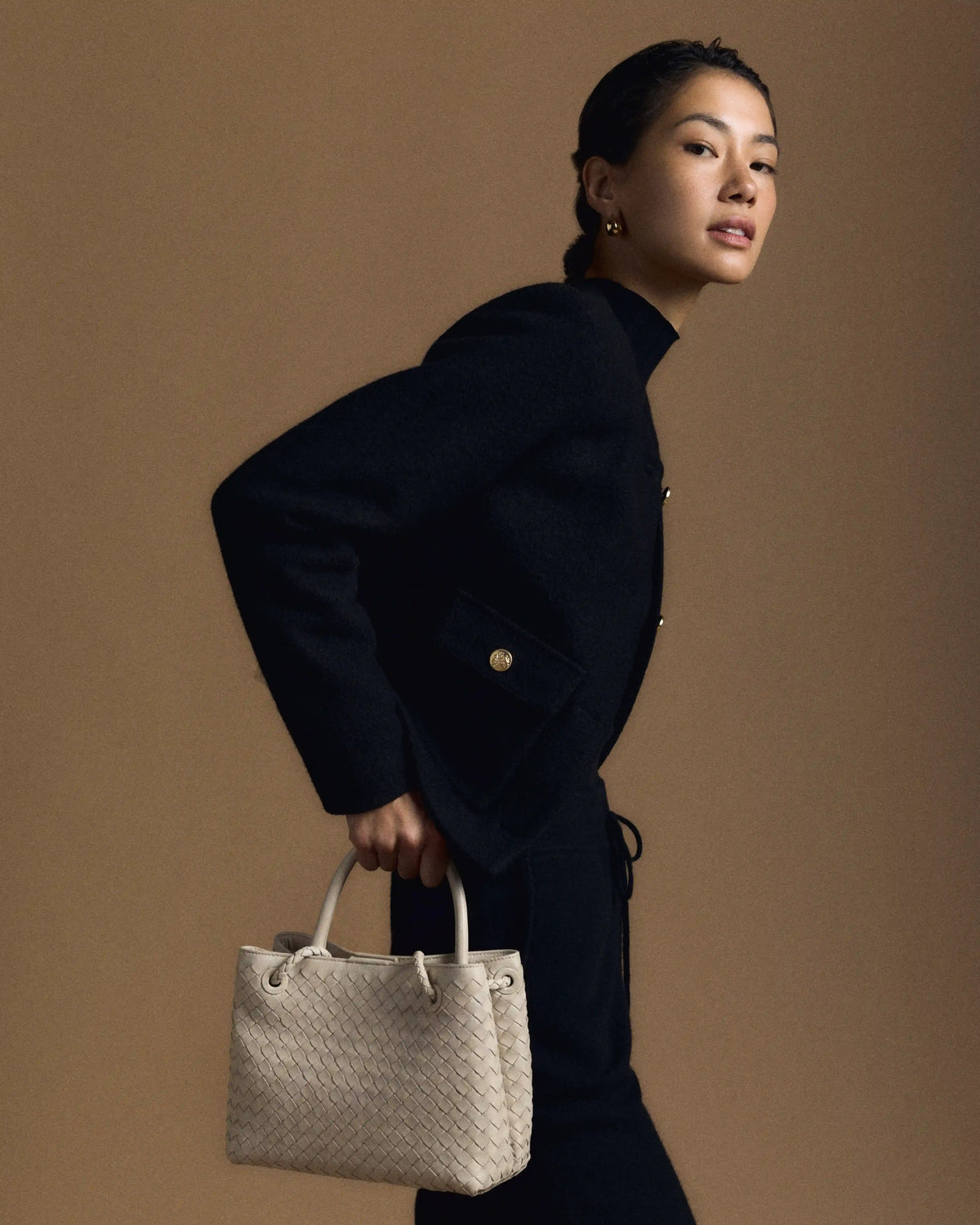 100% Merino Wool Collarless Cropped Jacket