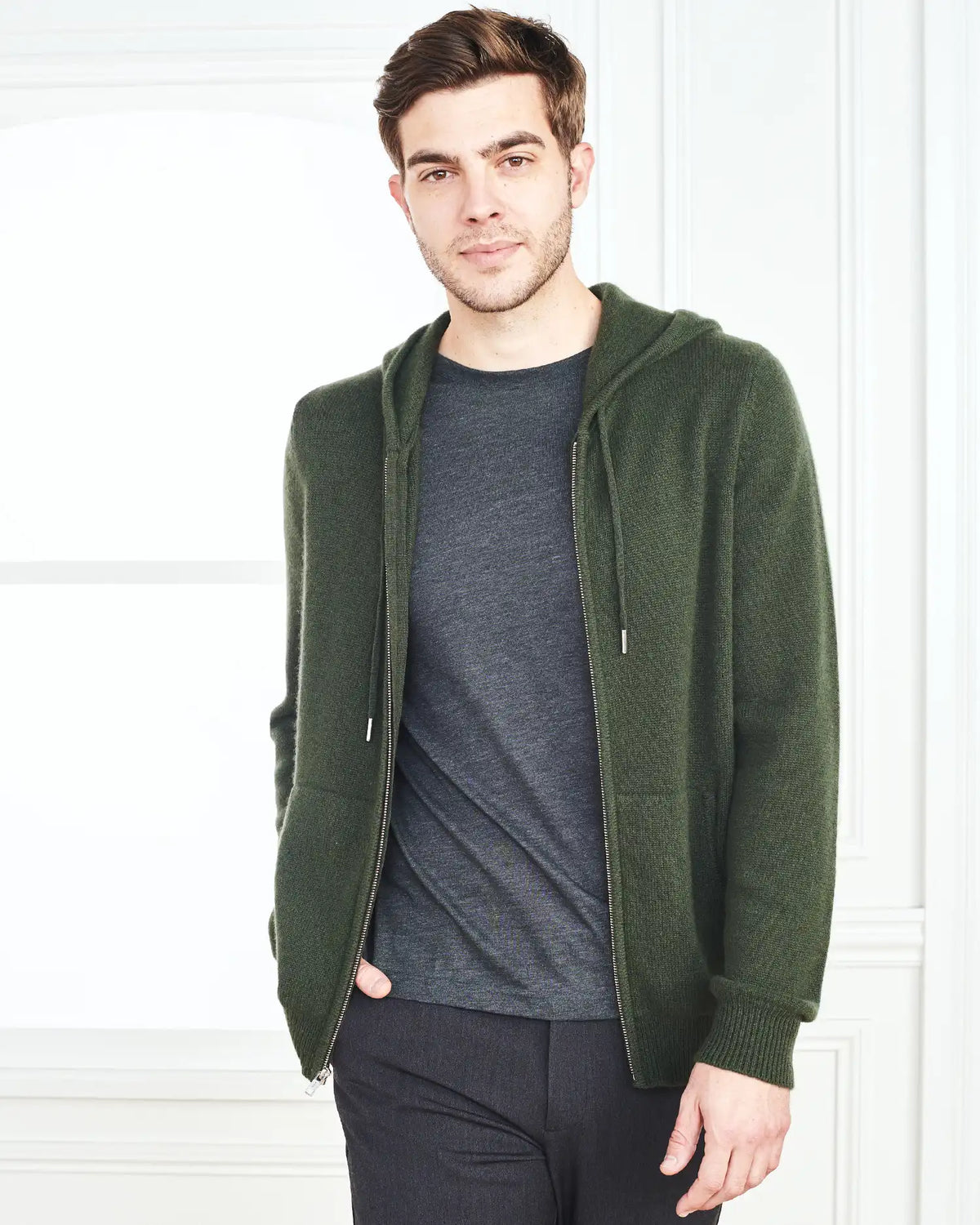 Mongolian Spring Cashmere Full-Zip Hoodie