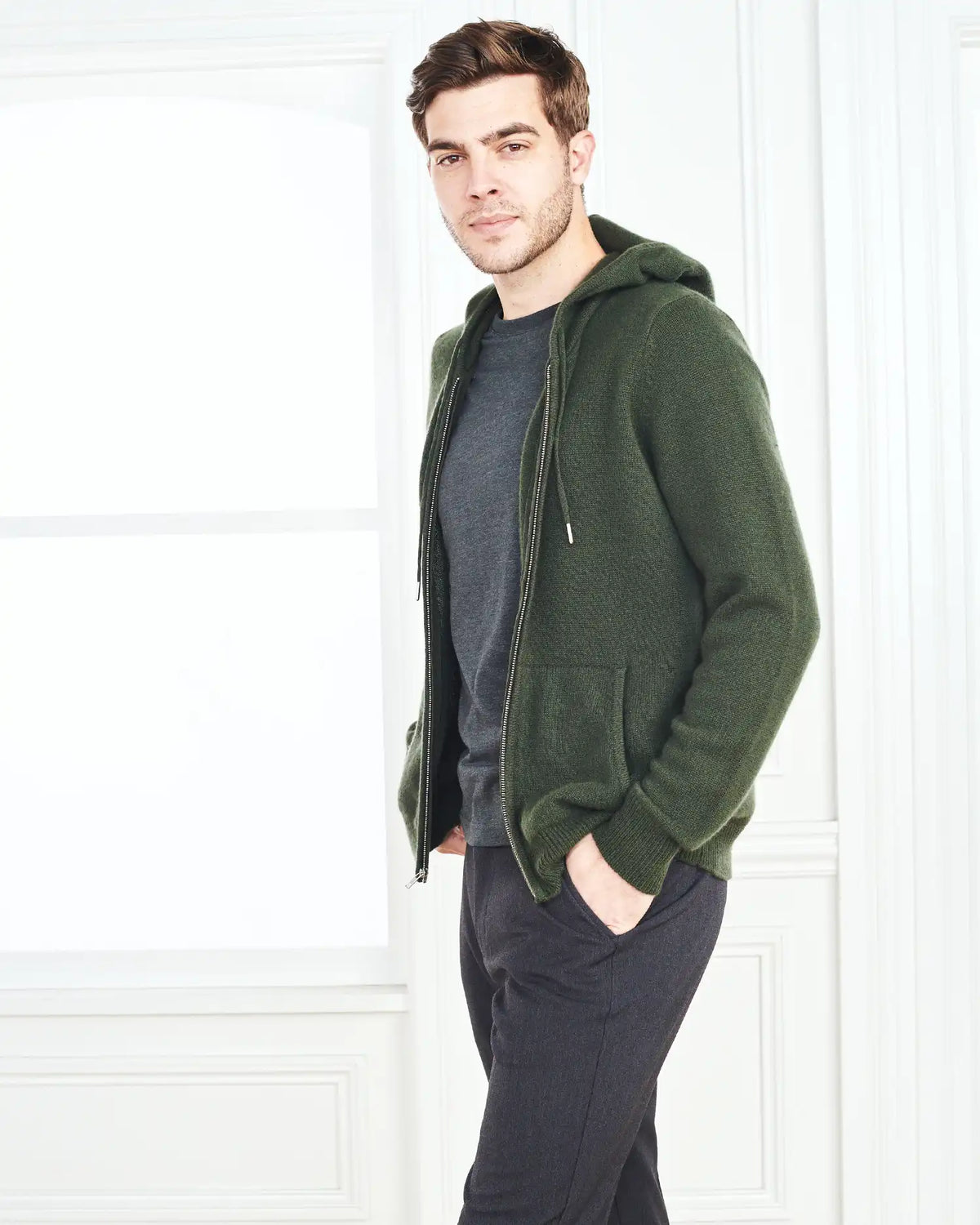 Mongolian Spring Cashmere Full-Zip Hoodie