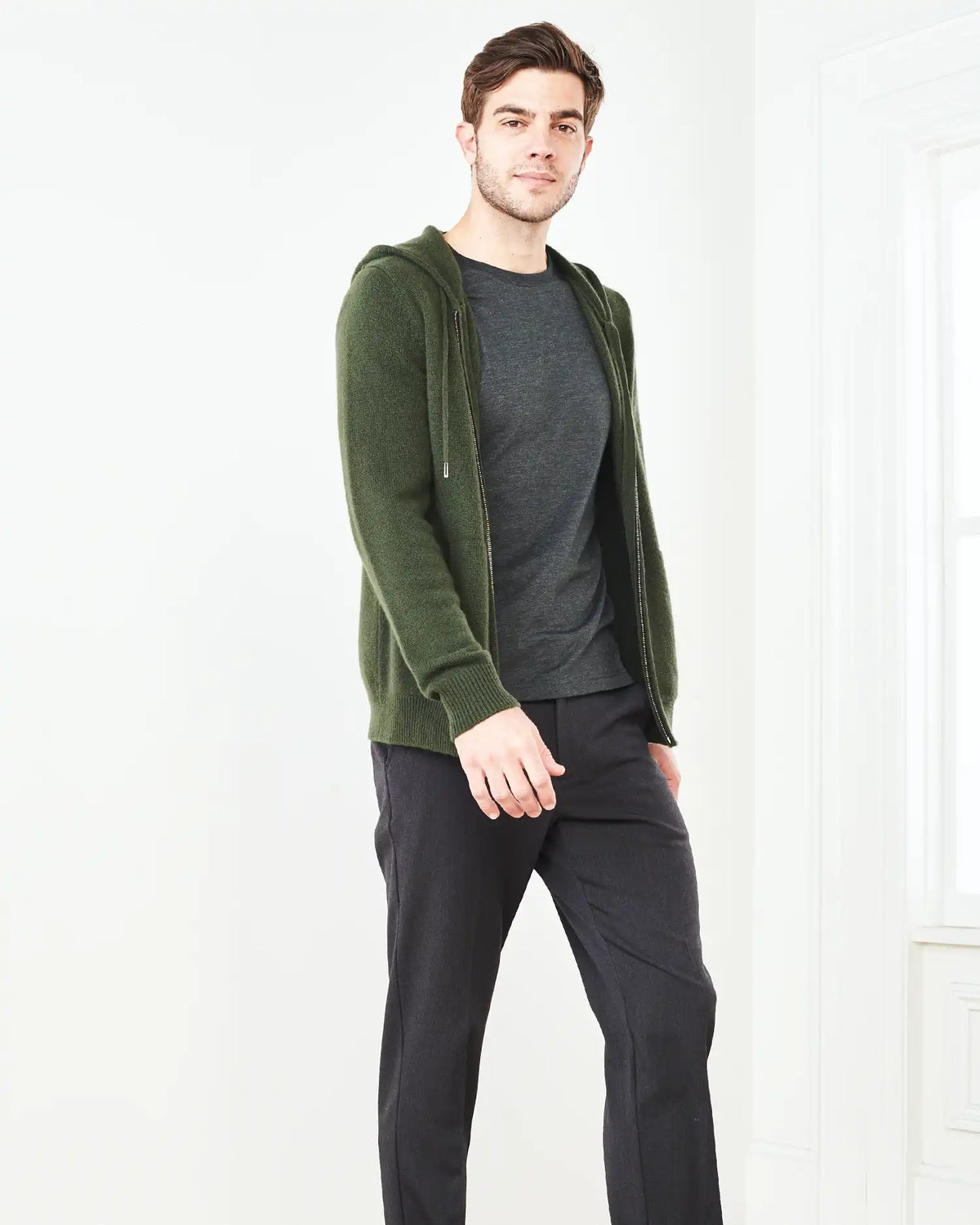 Mongolian Spring Cashmere Full-Zip Hoodie