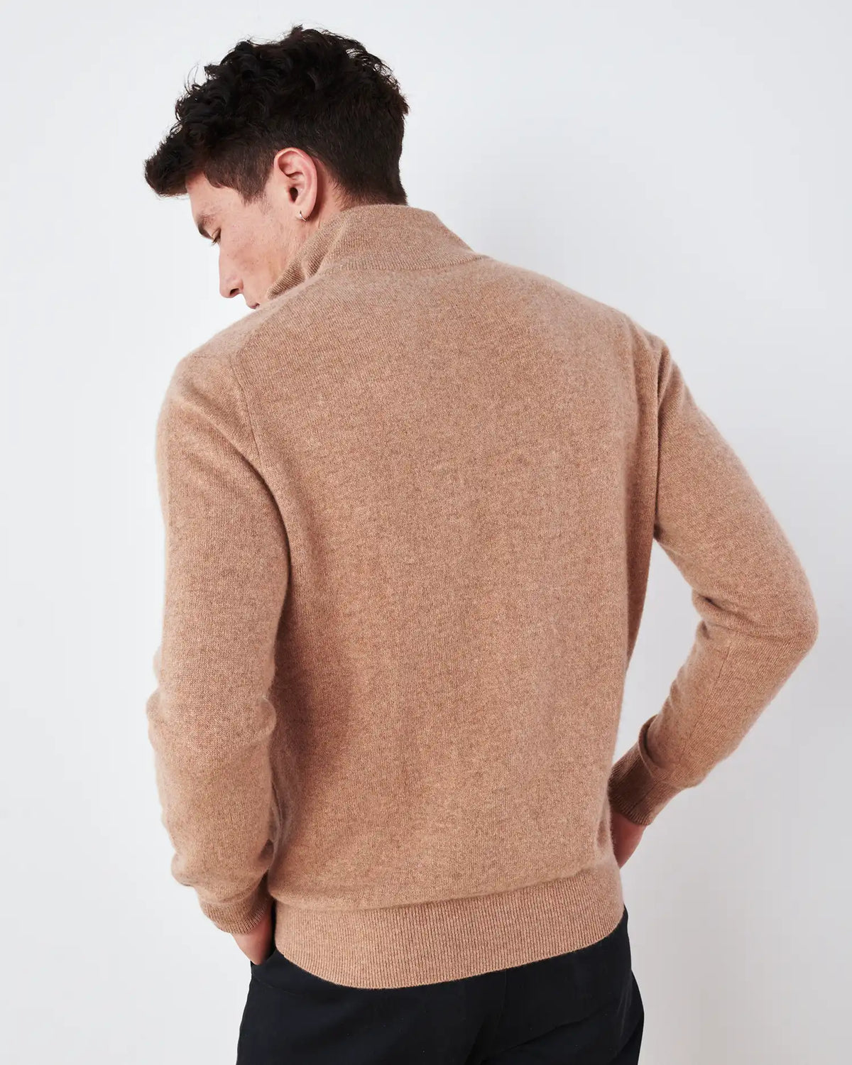 Mongolian Cashmere Quarter Zip Sweater