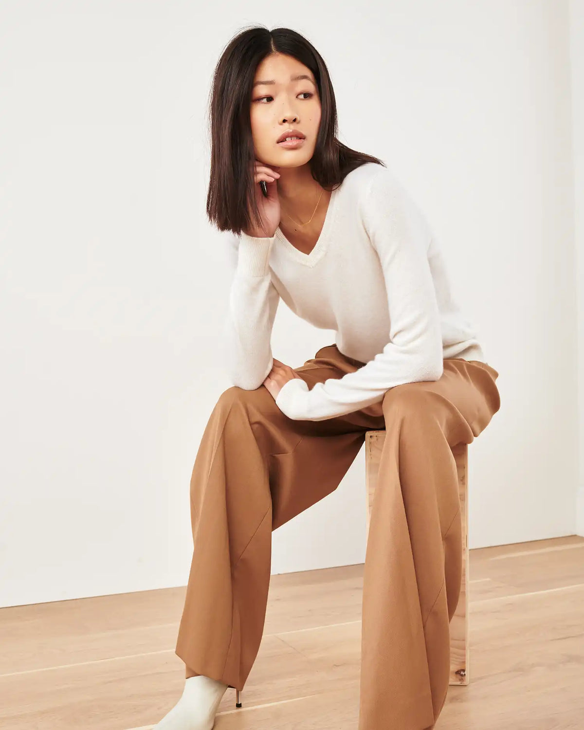 Mongolian Spring Cashmere V-Neck Sweater
