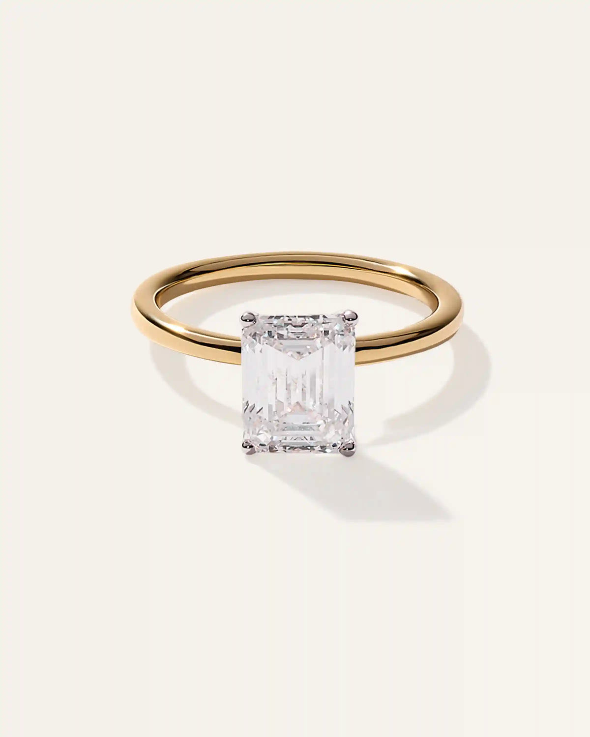 Lab Grown Diamond Emerald Comfort Fit Engagement Ring - 3ct