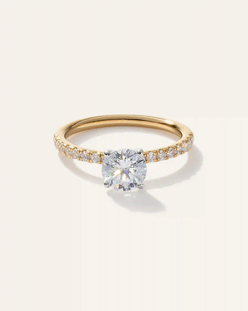 Lab Grown Diamond Round Petite Pave Engagement Ring - 1ct