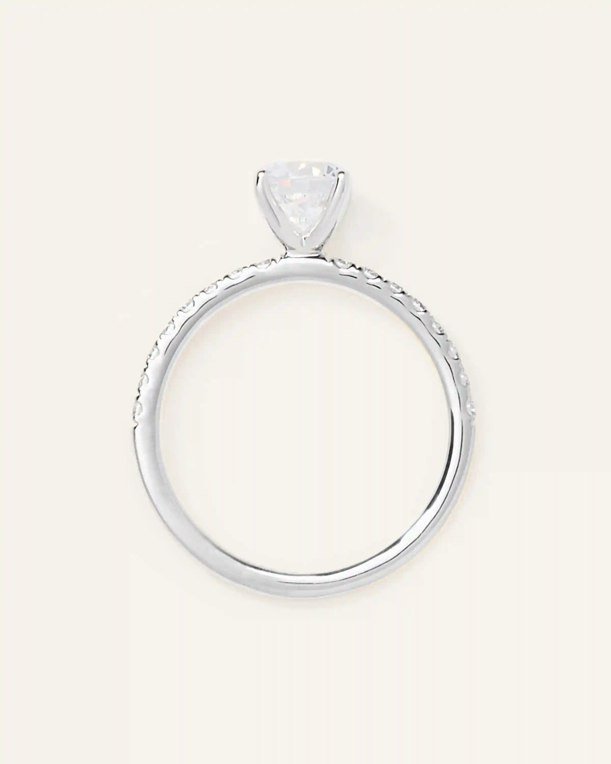 Lab Grown Diamond Round Petite Pave Engagement Ring - 1ct