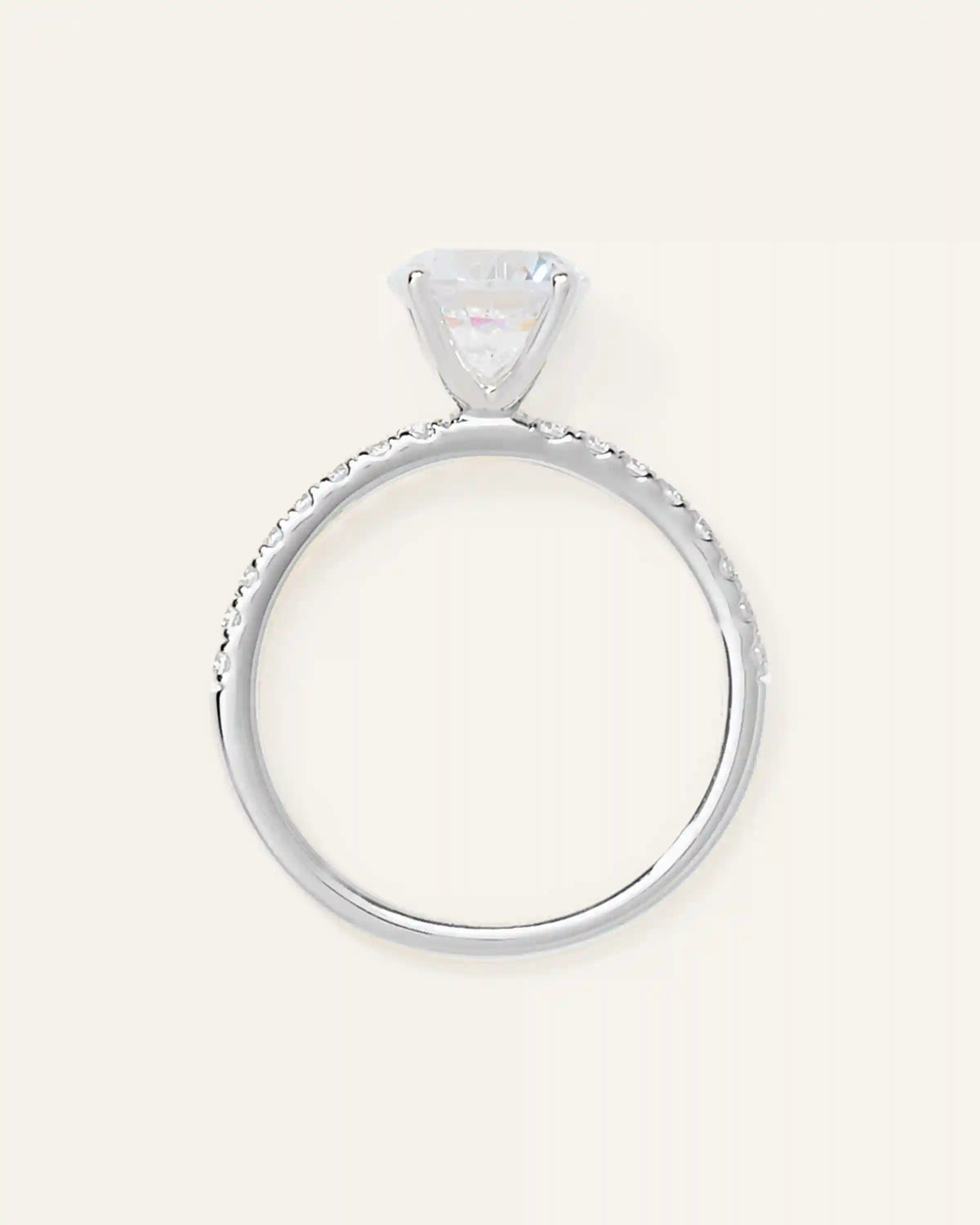 Lab Grown Diamond Round Petite Pave Engagement Ring - 1.50ct