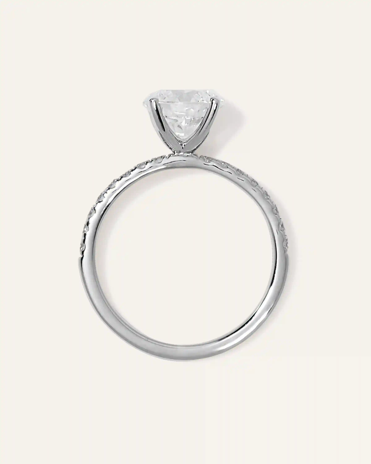 Lab Grown Diamond Round Petite Pave Engagement Ring - 2ct