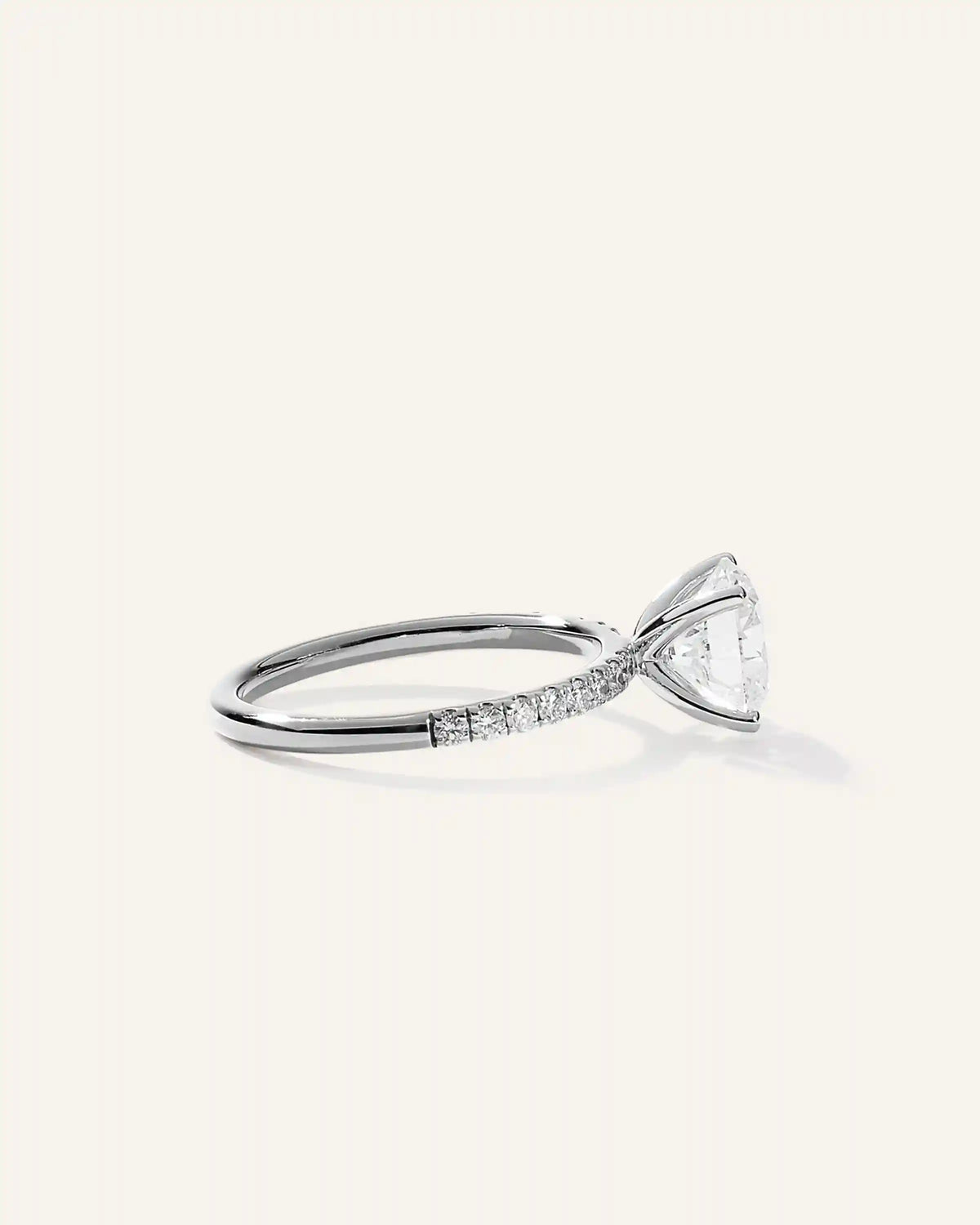 Lab Grown Diamond Round Petite Pave Engagement Ring - 2ct