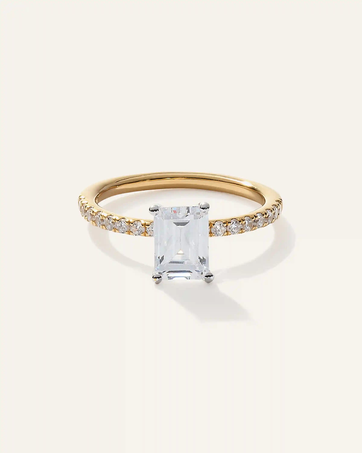 Lab Grown Diamond Emerald Petite Pave Engagement Ring - 1.50ct