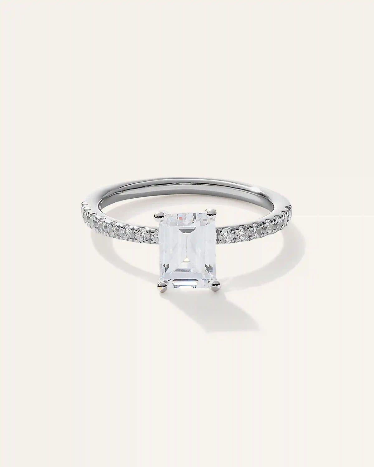 Lab Grown Diamond Emerald Petite Pave Engagement Ring - 1.50ct