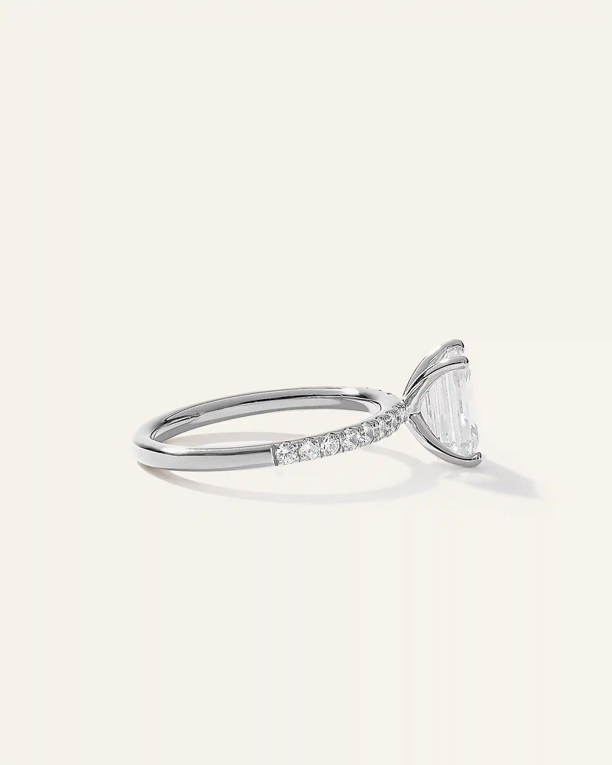 Lab Grown Diamond Emerald Petite Pave Engagement Ring - 2ct