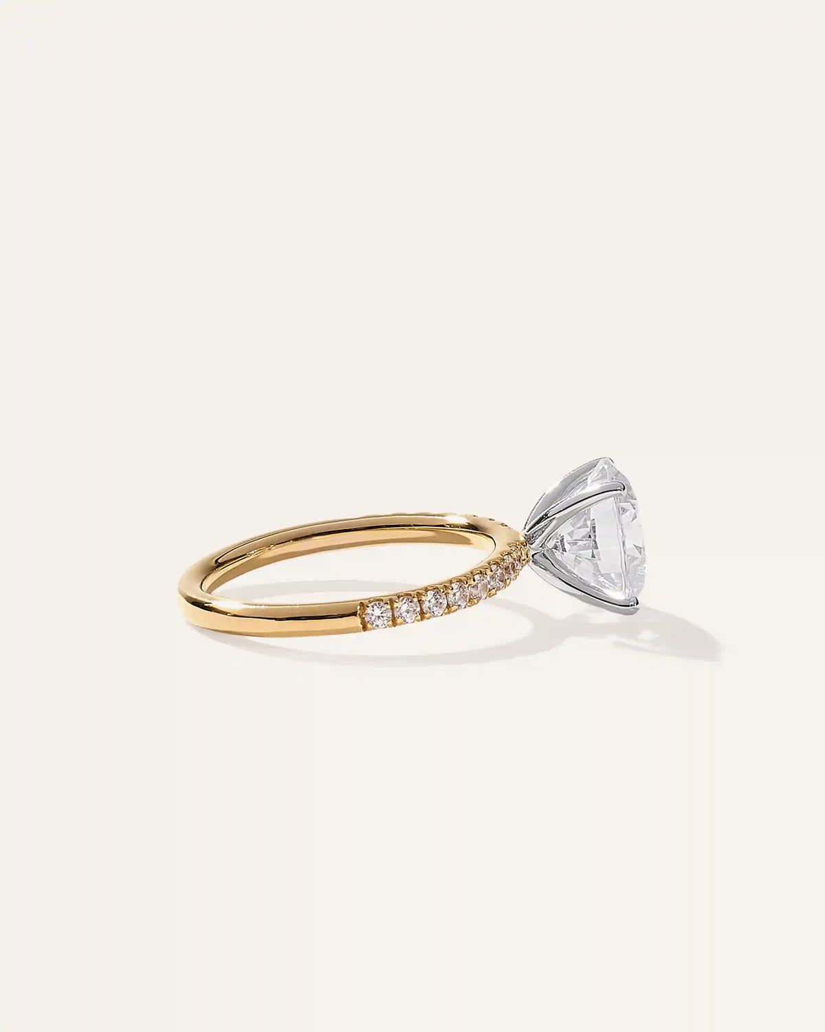 Lab Grown Diamond Round Petite Pave Engagement Ring - 3ct