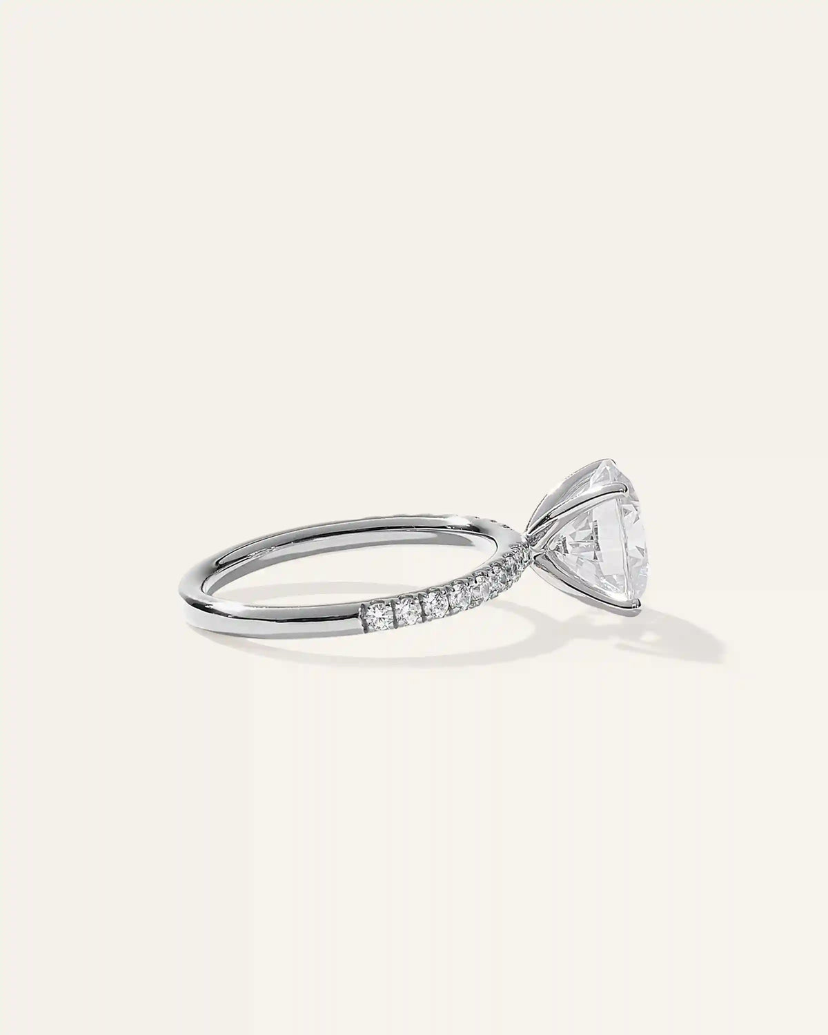 Lab Grown Diamond Round Petite Pave Engagement Ring - 3ct