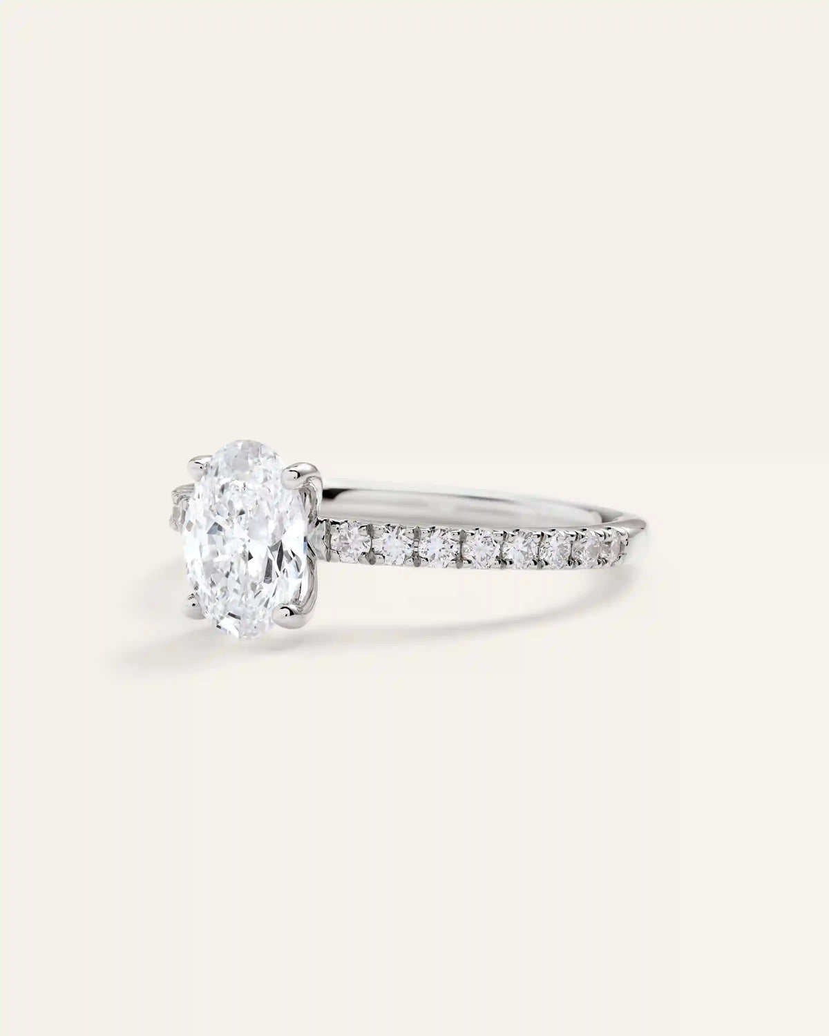 Lab Grown Diamond Oval Petite Pave Engagement Ring - 1ct