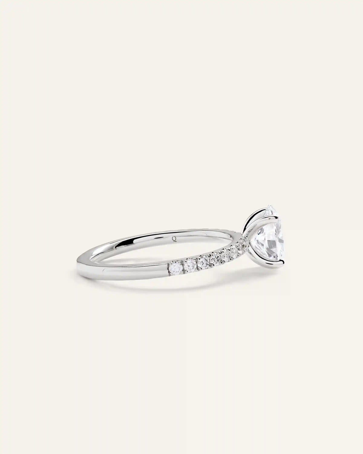 Lab Grown Diamond Oval Petite Pave Engagement Ring - 1ct