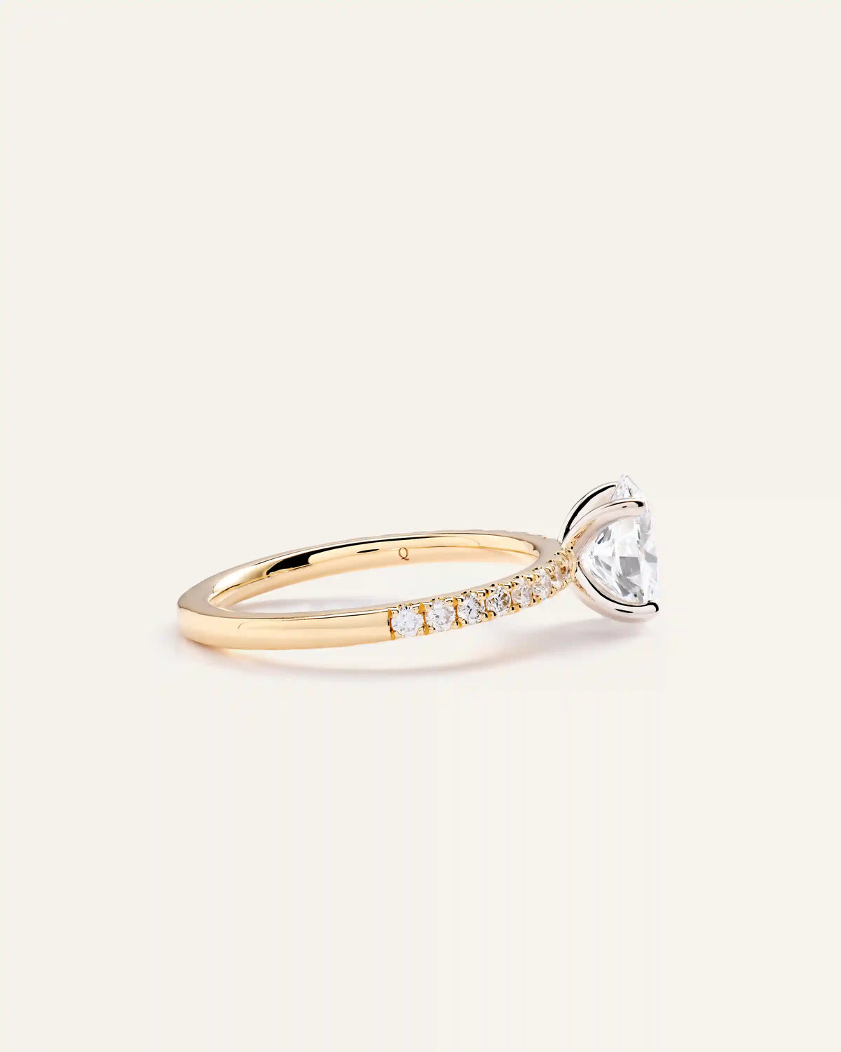 Lab Grown Diamond Oval Petite Pave Engagement Ring - 1ct