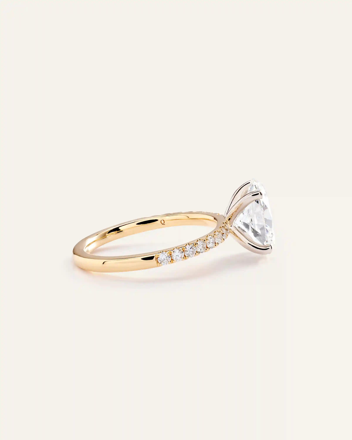 Lab Grown Diamond Oval Petite Pave Engagement Ring - 2ct