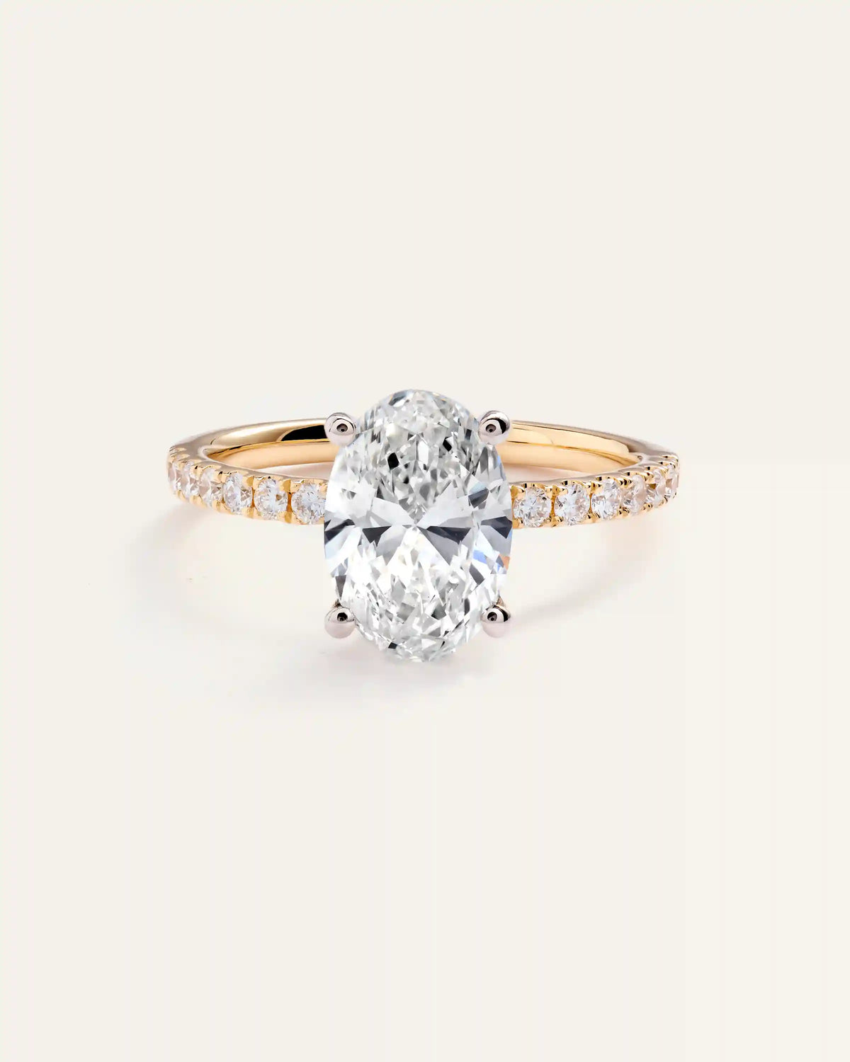 Lab Grown Diamond Oval Petite Pave Engagement Ring - 2ct