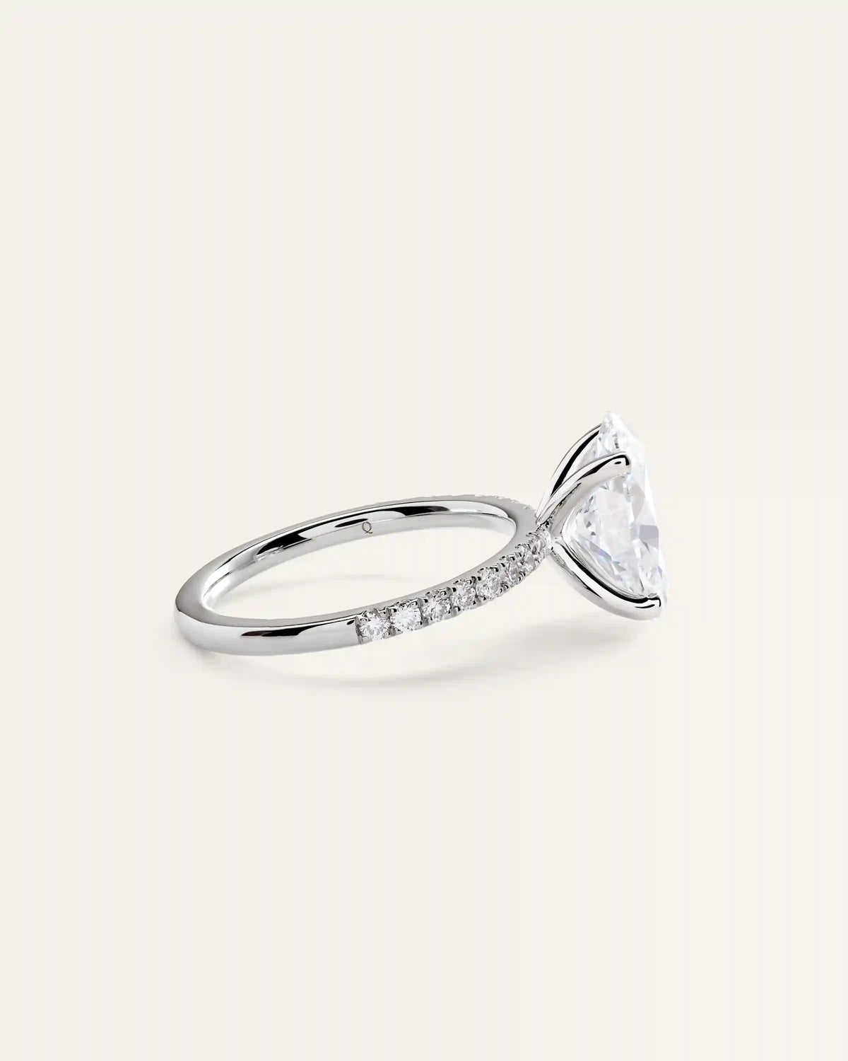 Lab Grown Diamond Oval Petite Pave Engagement Ring - 3ct