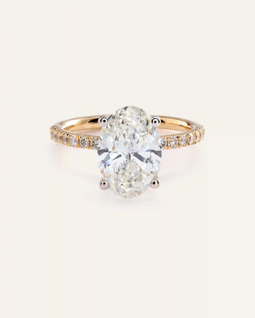Lab Grown Diamond Oval Petite Pave Engagement Ring - 3ct