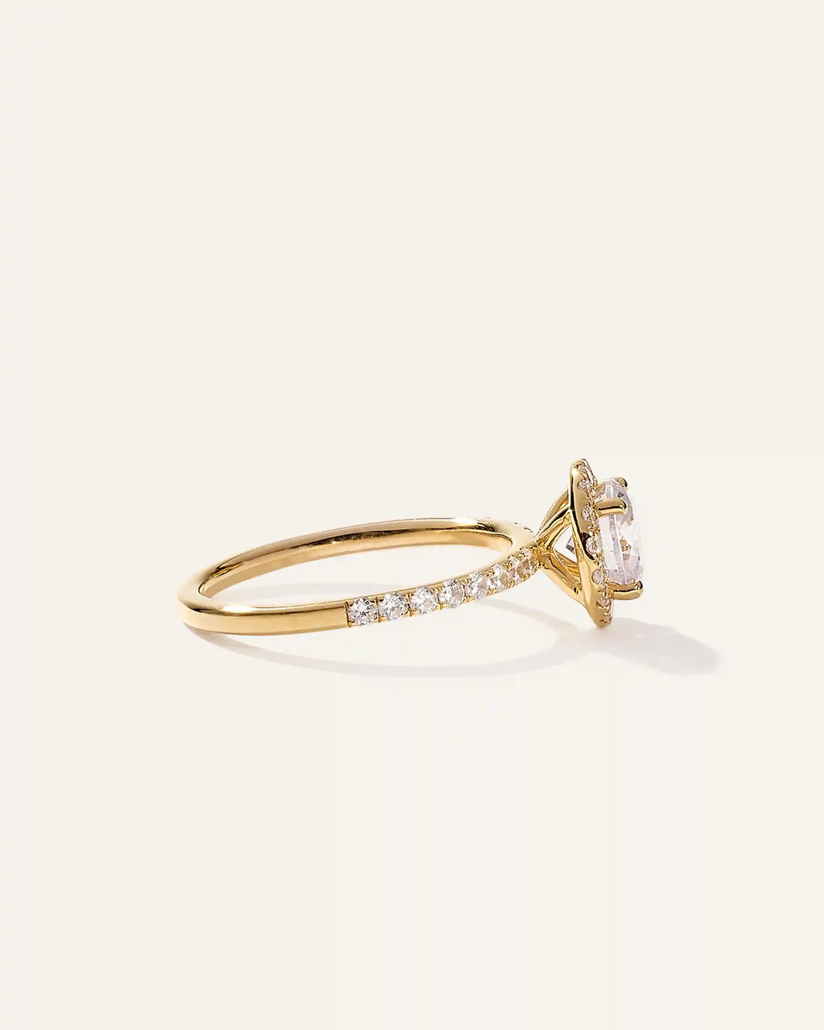 Lab Grown Diamond Round Halo Pave Engagement Ring - 1ct