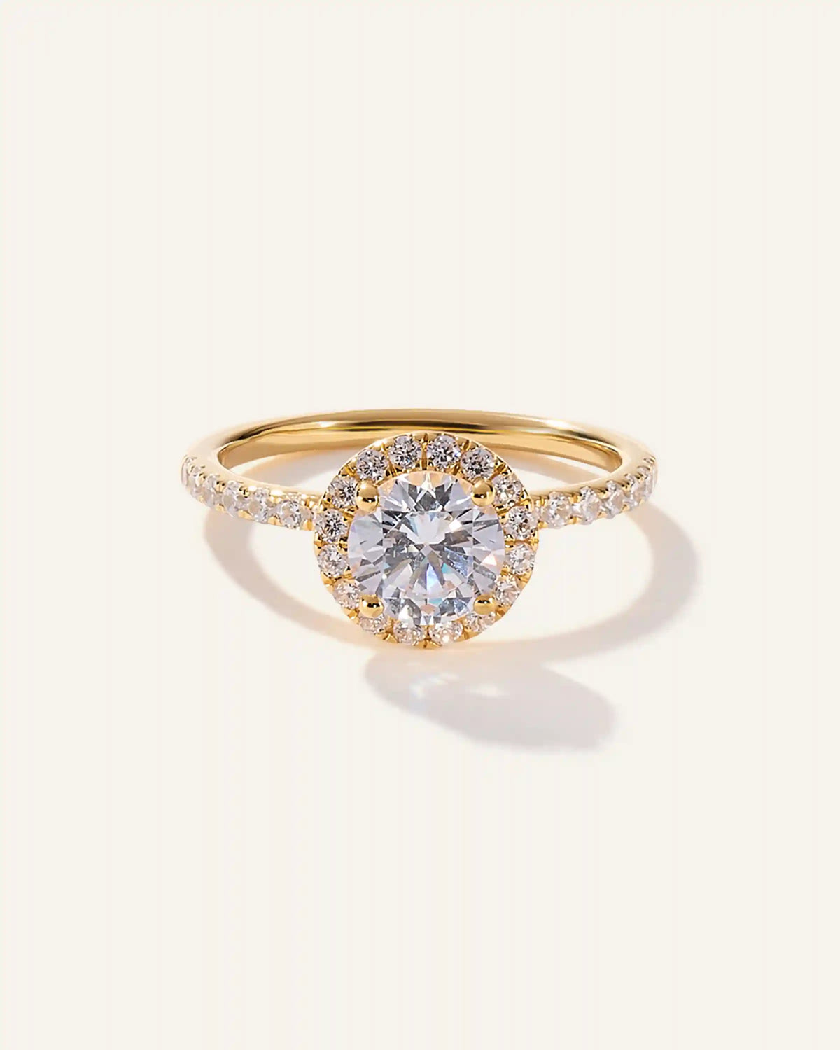 Lab Grown Diamond Round Halo Pave Engagement Ring - 1ct