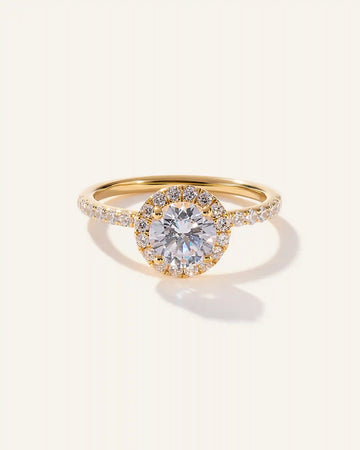 Lab Grown Diamond Round Halo Pave Engagement Ring - 1ct