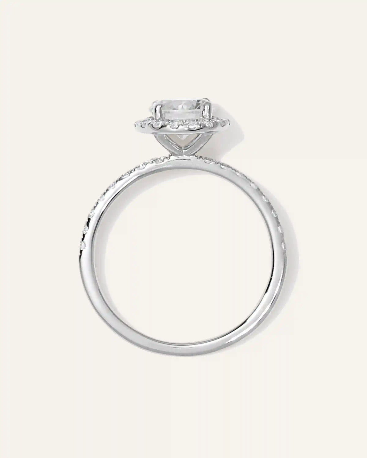 Lab Grown Diamond Round Halo Pave Engagement Ring - 1ct