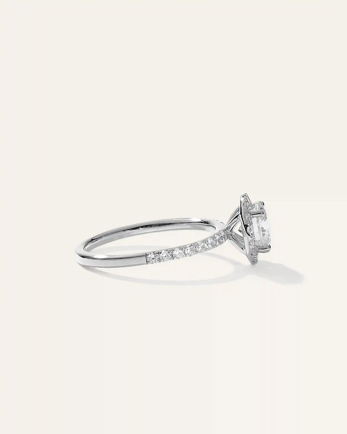 Lab Grown Diamond Round Halo Pave Engagement Ring - 1ct