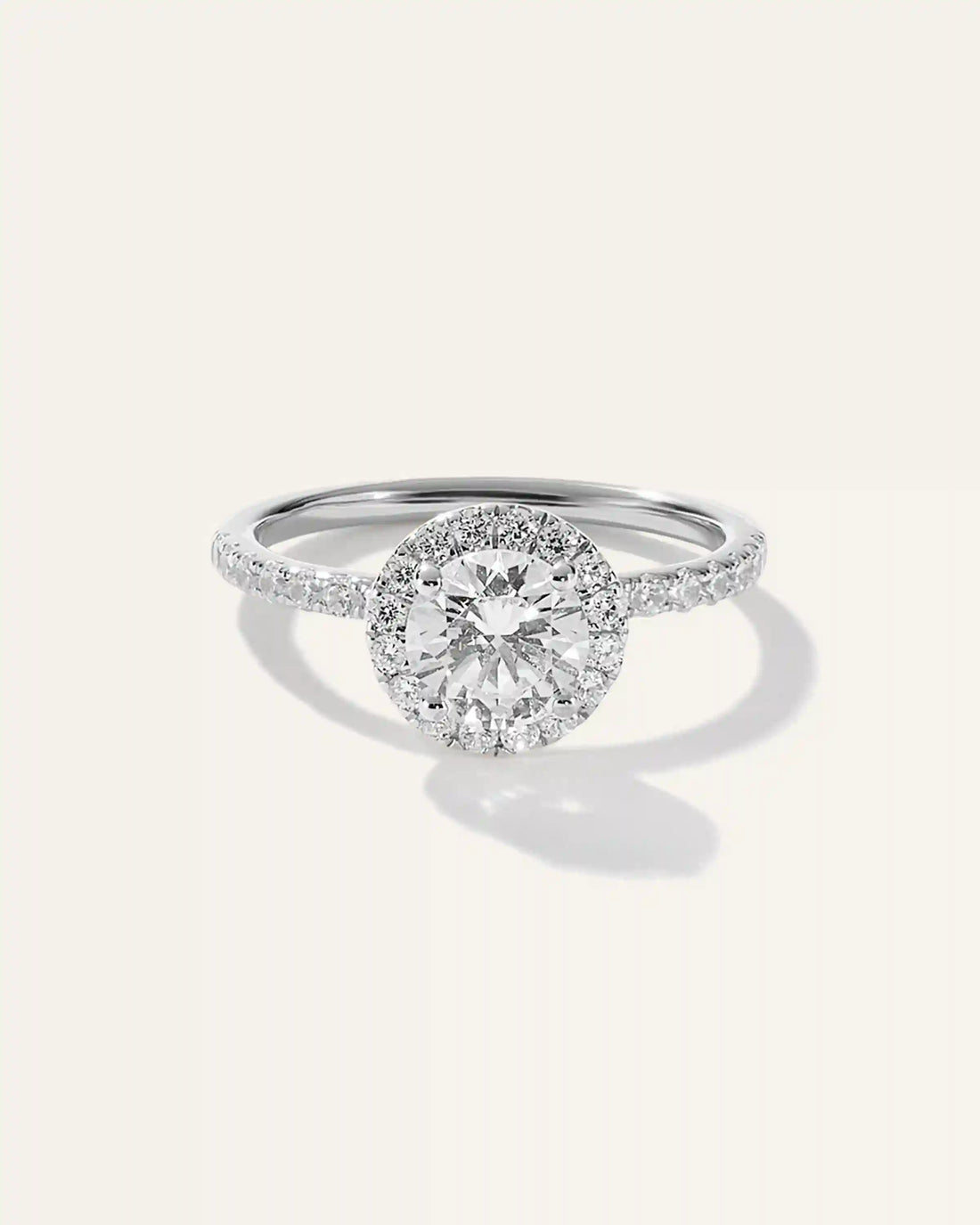 Lab Grown Diamond Round Halo Pave Engagement Ring - 1ct