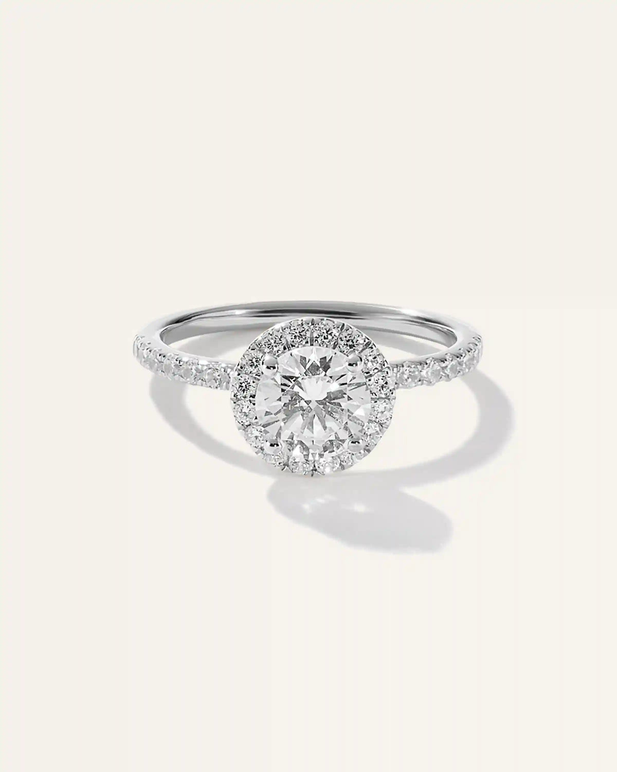 Lab Grown Diamond Round Halo Pave Engagement Ring - 1ct
