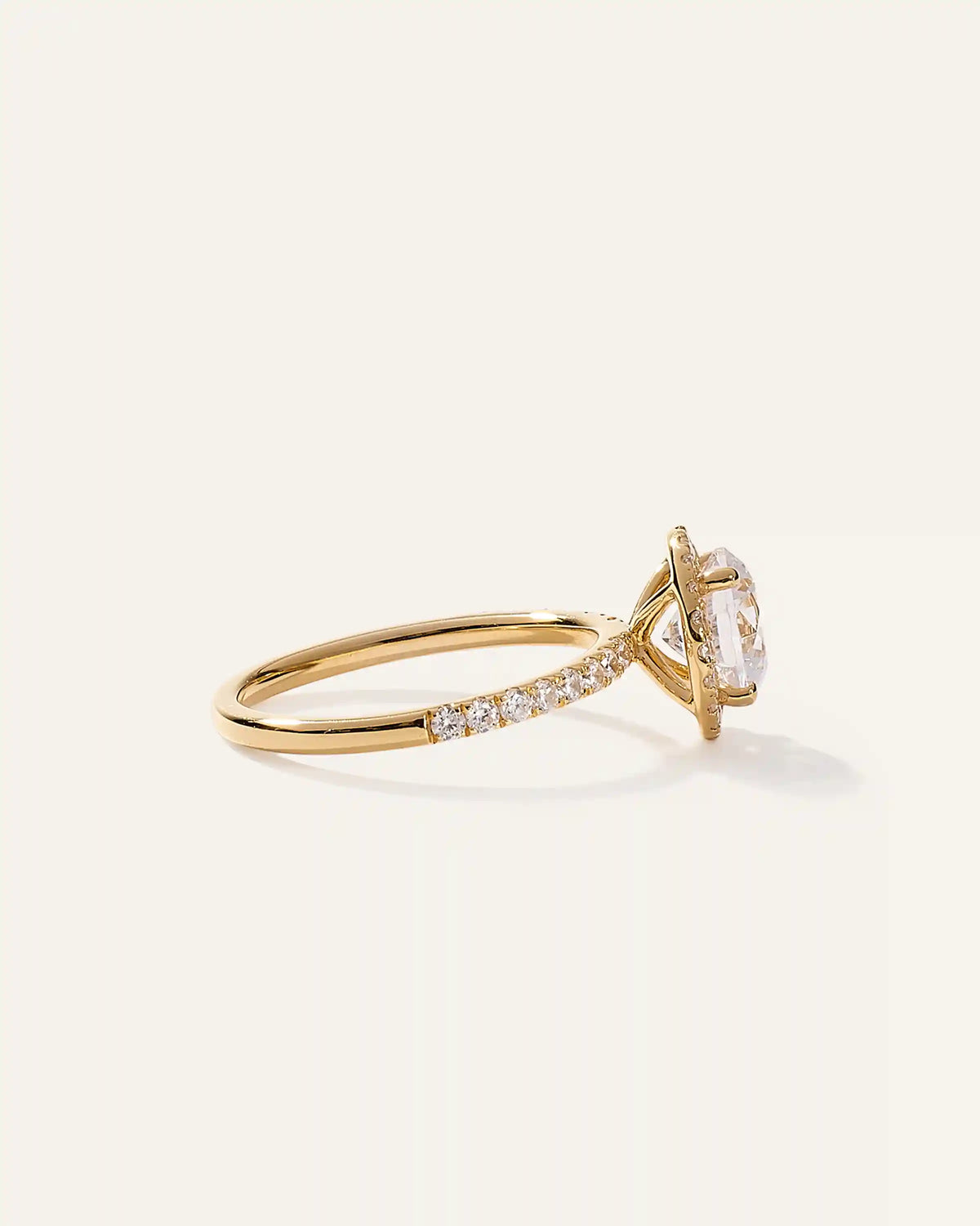 Lab Grown Diamond Round Halo Pave Engagement Ring - 1.50ct