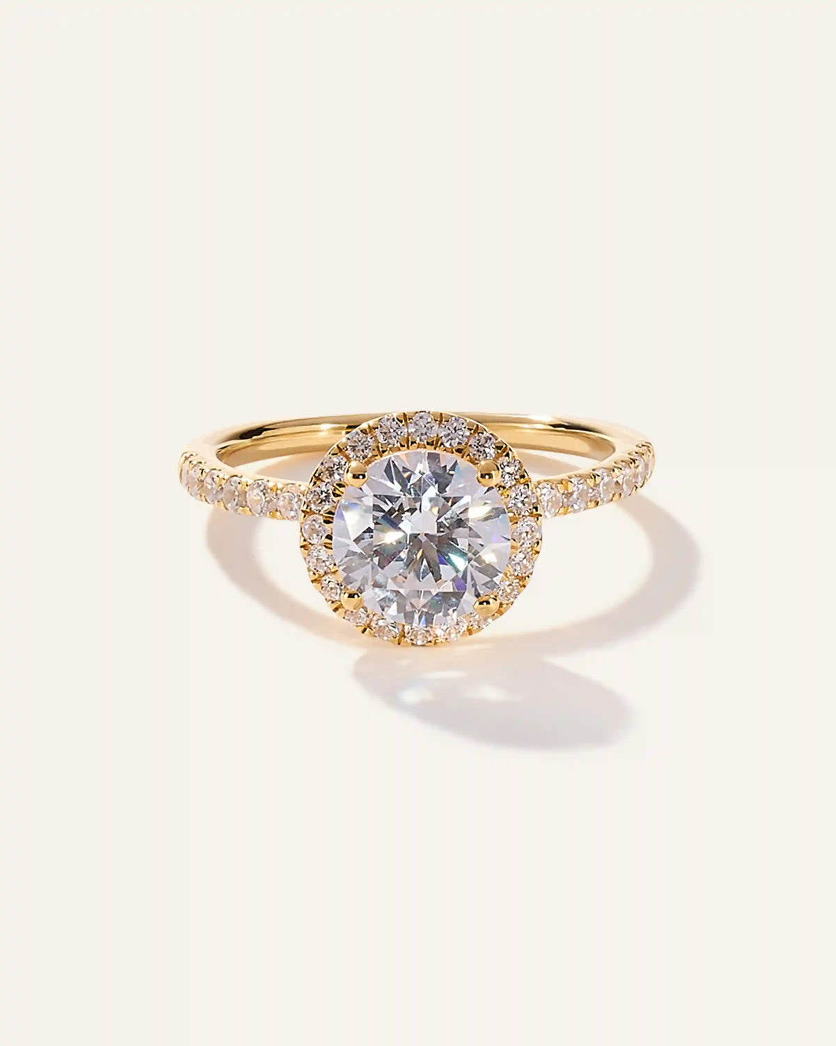 Lab Grown Diamond Round Halo Pave Engagement Ring - 1.50ct