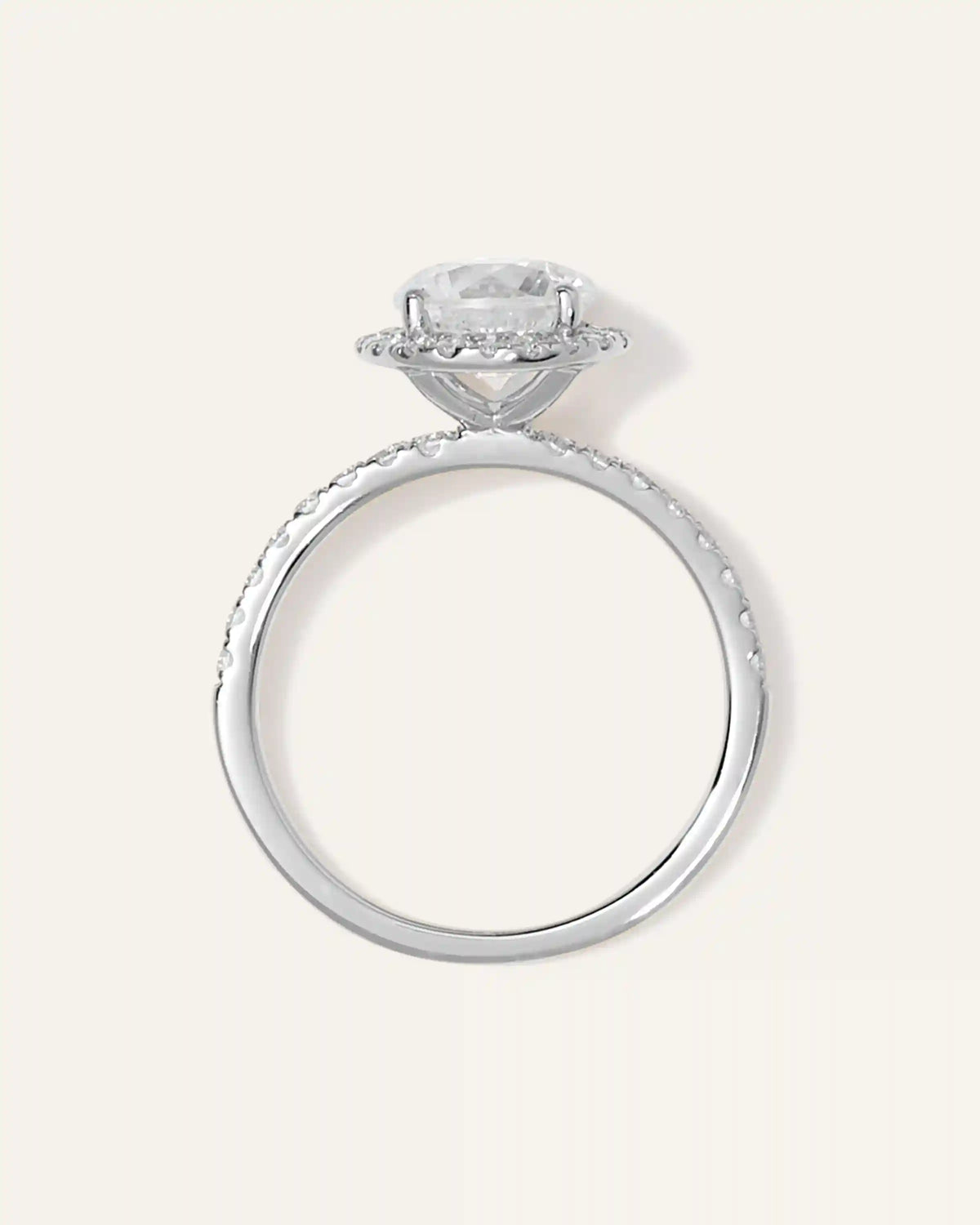 Lab Grown Diamond Round Halo Pave Engagement Ring - 1.50ct