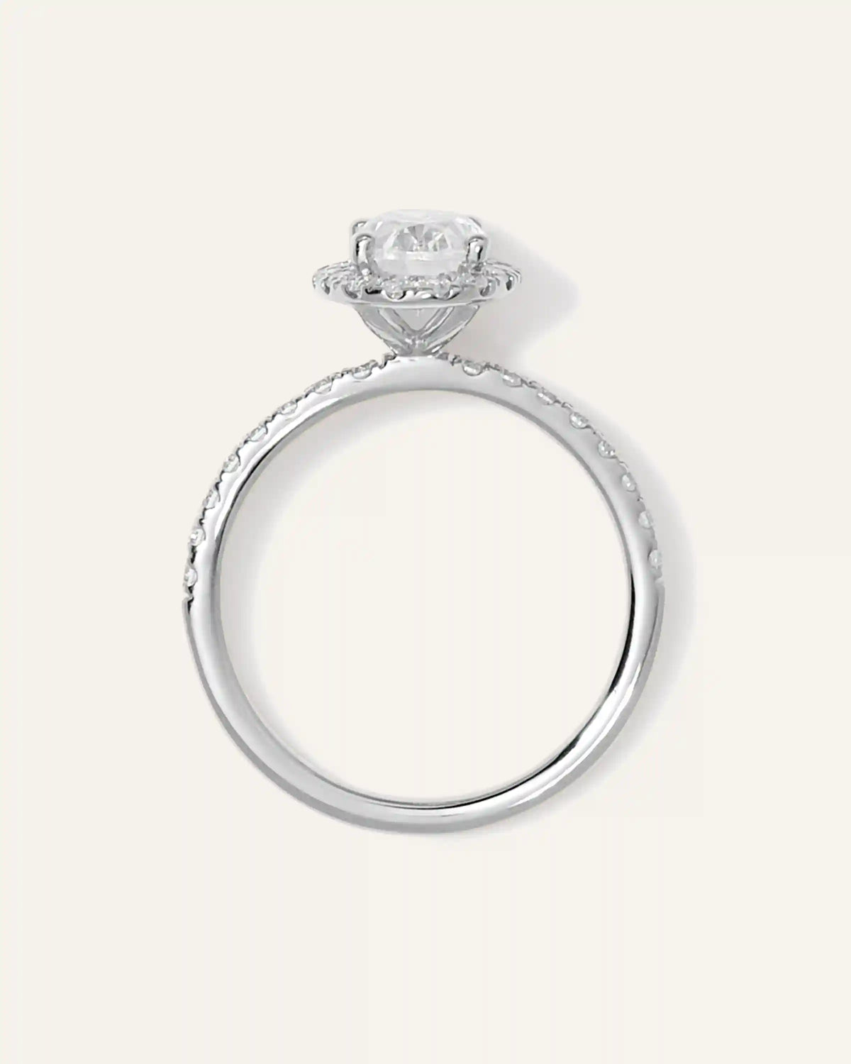 Lab Grown Diamond Oval Halo Pave Engagement Ring - 1ct