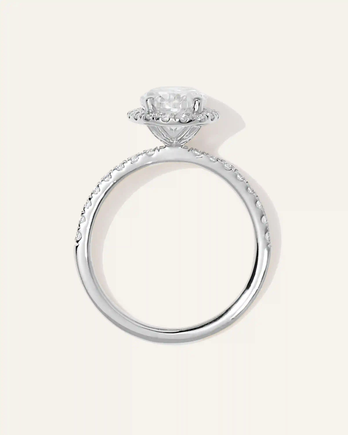Lab Grown Diamond Oval Halo Pave Engagement Ring - 1.50ct