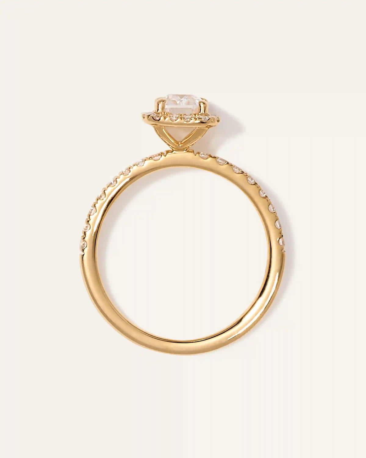 Lab Grown Diamond Emerald Halo Pave Engagement Ring - 1ct