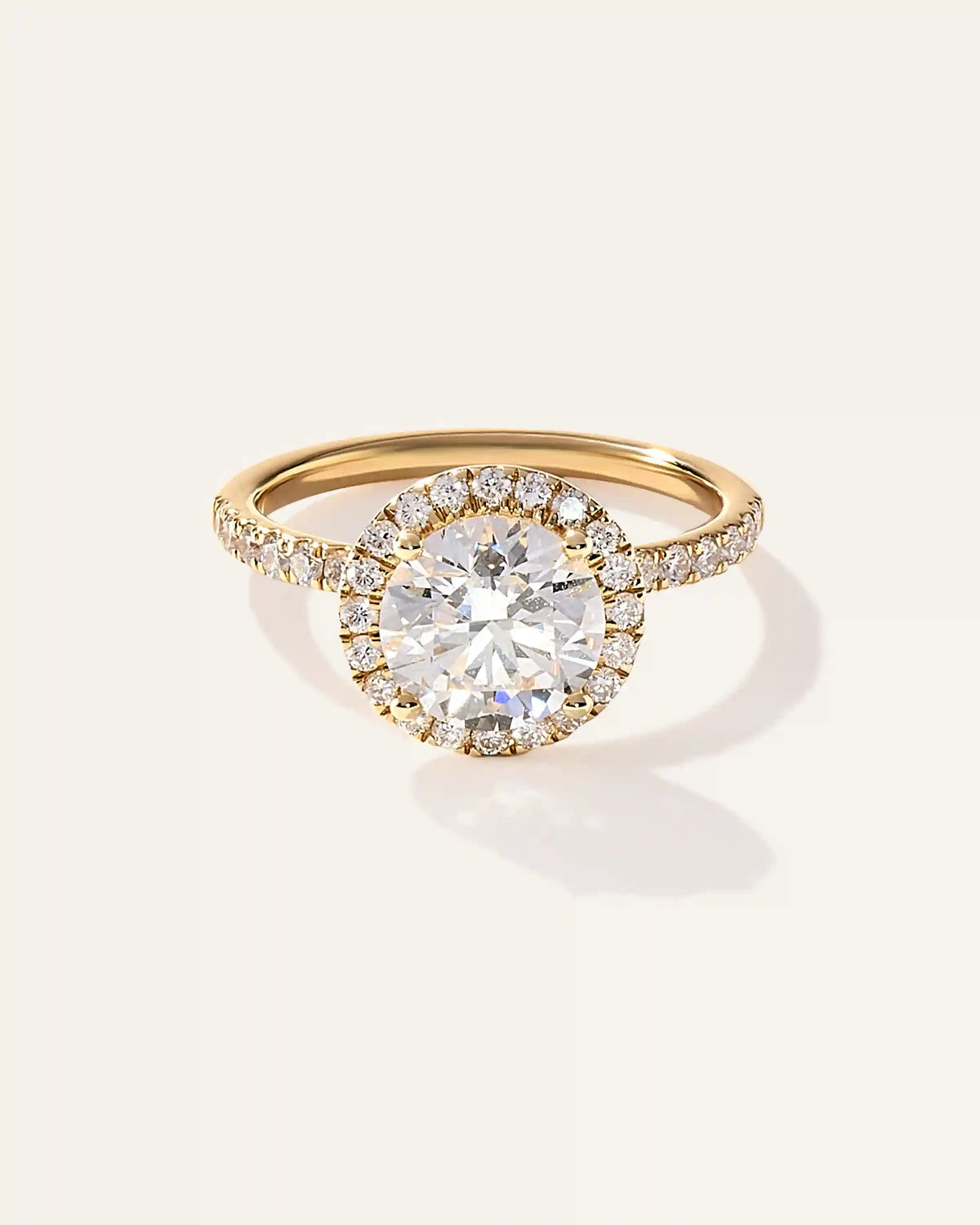 Lab Grown Diamond Round Halo Pave Engagement Ring - 2ct