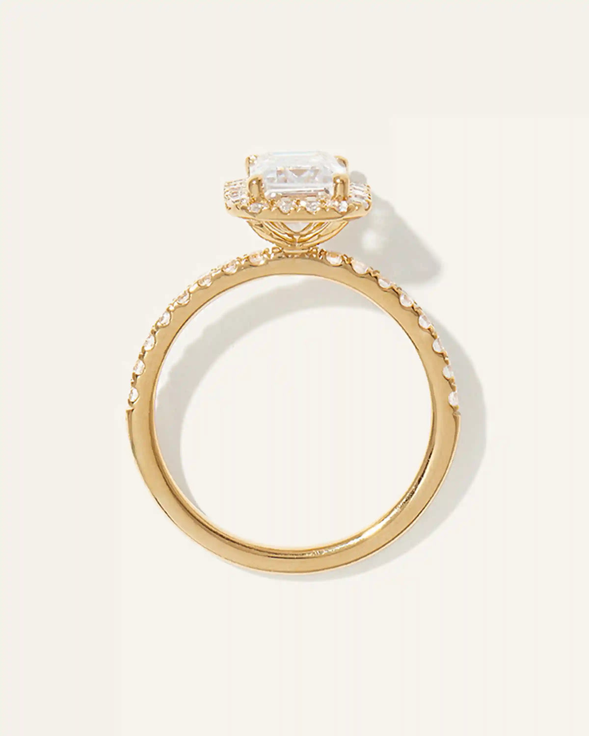 Lab Grown Diamond Emerald Halo Pave Engagement Ring - 2ct