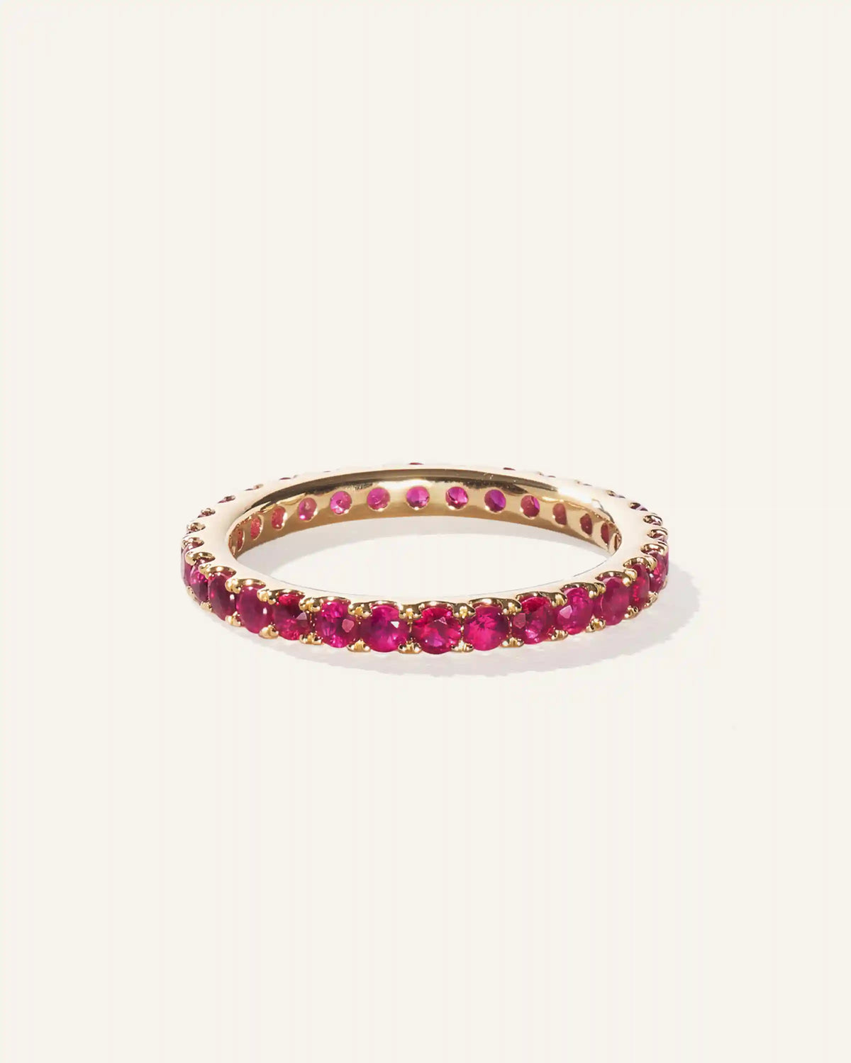 14K Gold Gemstone Pave Eternity Band