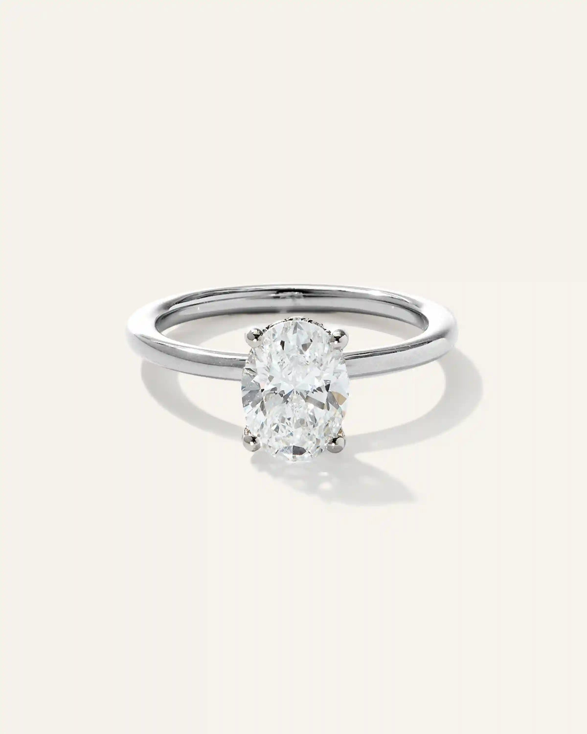 Lab Grown Diamond Oval Petite Hidden Halo Engagement Ring - 1.5ct