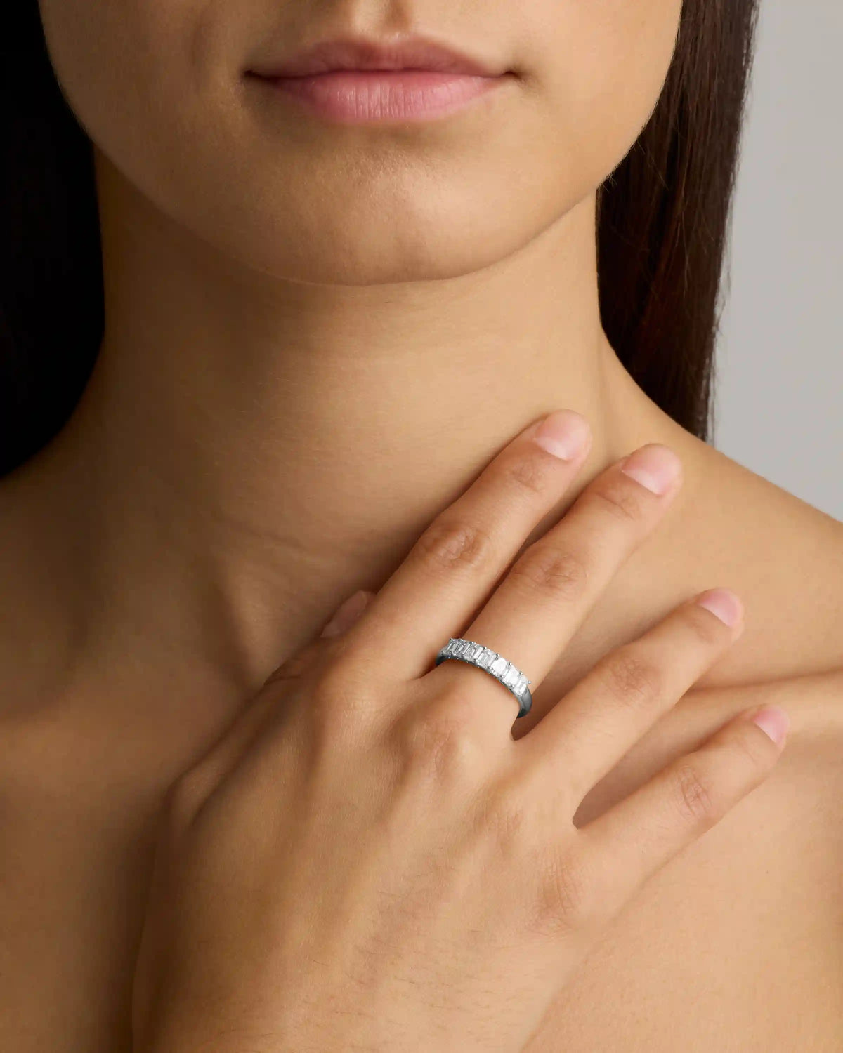 Lab Grown Diamond Emerald Seven Stone Band