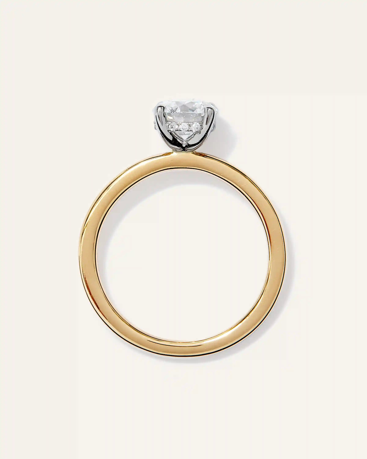 Lab Grown Diamond Round Petite Hidden Halo Engagement Ring - 1ct