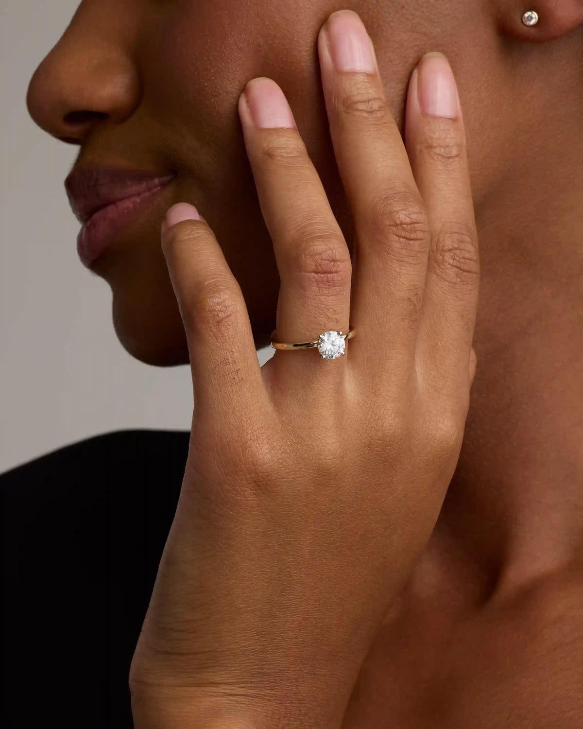Lab Grown Diamond Round Petite Hidden Halo Engagement Ring - 1ct