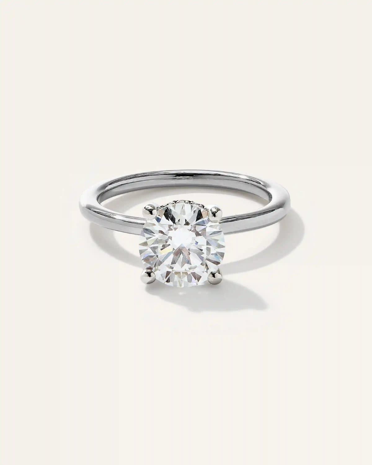 Lab Grown Diamond Round Petite Hidden Halo Engagement Ring - 2ct